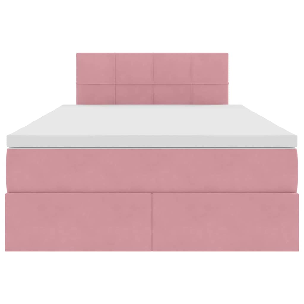 Letto con Contenitore con materasso Rosa 120 x 200 cm Velluto