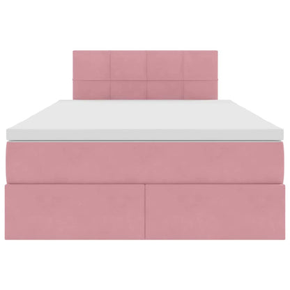 Letto con Contenitore con materasso Rosa 120 x 200 cm Velluto