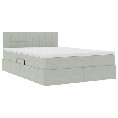 Letto con Contenitore Grigio chiaro 140 x 190 cm Velluto | homemem39
