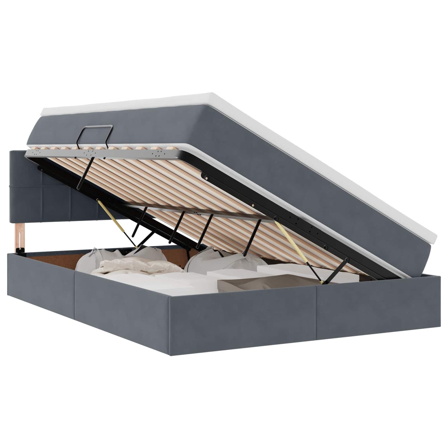 Letto con Contenitore Grigio scuro 140 x 190 cm Velluto | homemem39