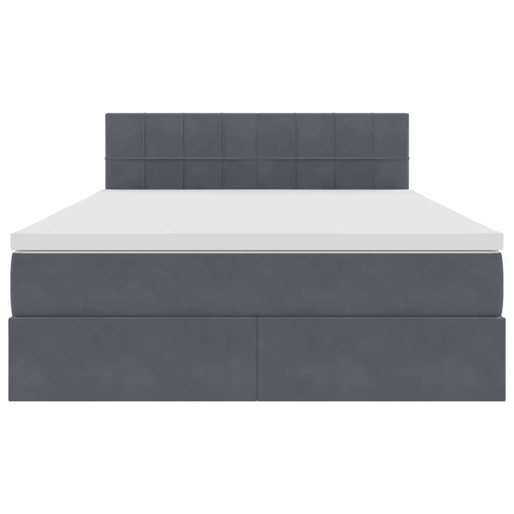 Letto con Contenitore Grigio scuro 140 x 190 cm Velluto | homemem39
