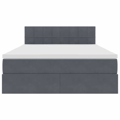 Letto con Contenitore Grigio scuro 140 x 190 cm Velluto | homemem39