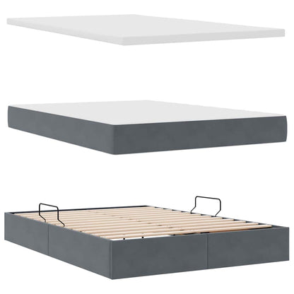 Letto con Contenitore Grigio scuro 140 x 190 cm Velluto | homemem39
