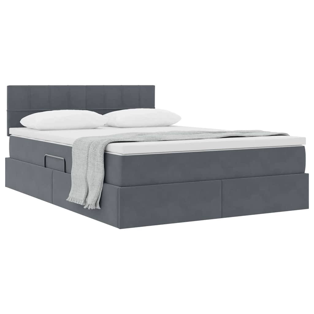 Letto con Contenitore Grigio scuro 140 x 190 cm Velluto | homemem39