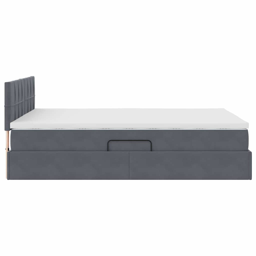 Letto con Contenitore Grigio scuro 140 x 190 cm Velluto | homemem39