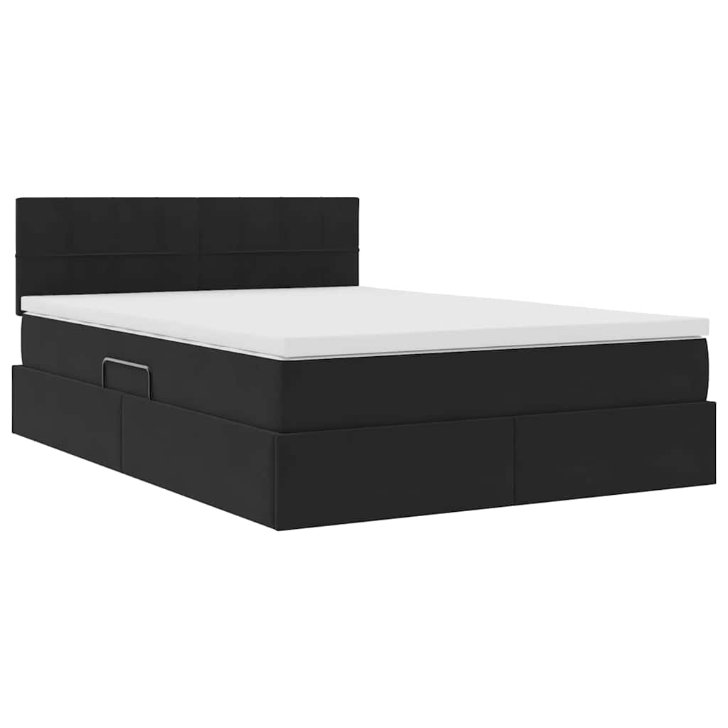 Letto con Contenitore con materasso Nero 140 x 190 cm Velluto | homemem39