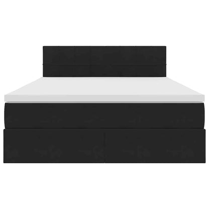 Letto con Contenitore con materasso Nero 140 x 190 cm Velluto