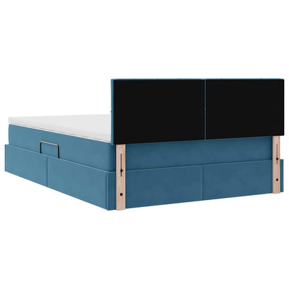 Letto con Contenitore Blu Scuro 140 x 190 cm Velluto