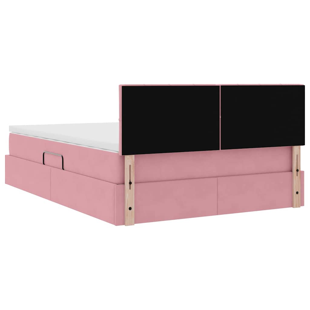 Letto con Contenitore con materasso Rosa 140 x 190 cm Velluto