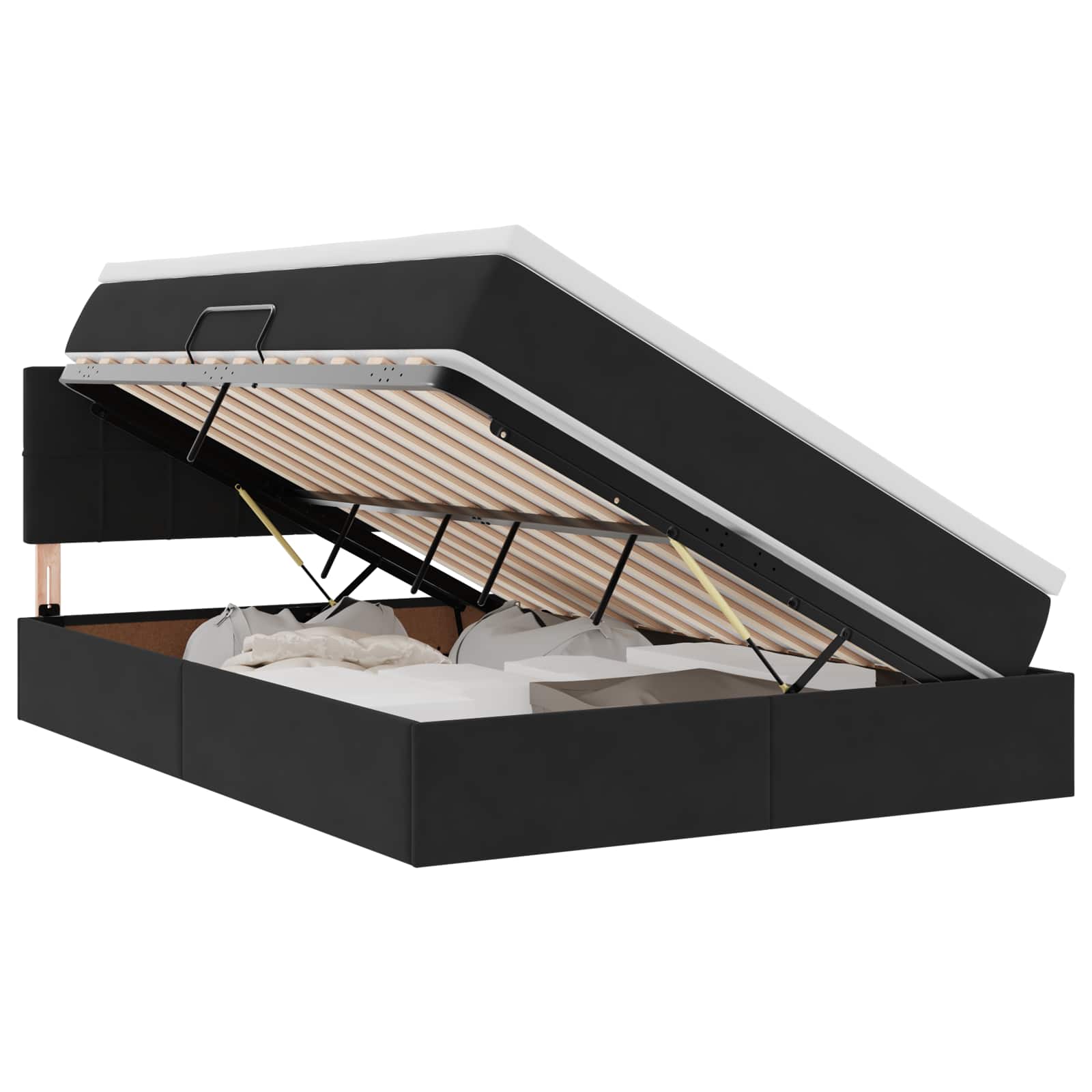Letto con Contenitore con materasso Nero 140 x 200 cm Velluto | homemem39