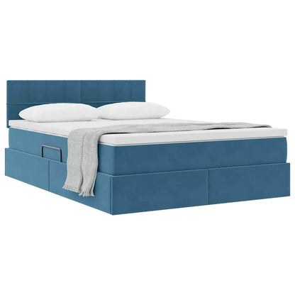 Letto con Contenitore Blu Scuro 140 x 200 cm Velluto | homemem39