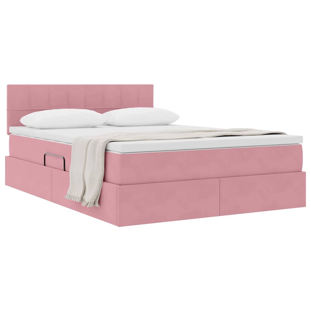 Letto con Contenitore con materasso Rosa 140 x 200 cm Velluto | homemem39