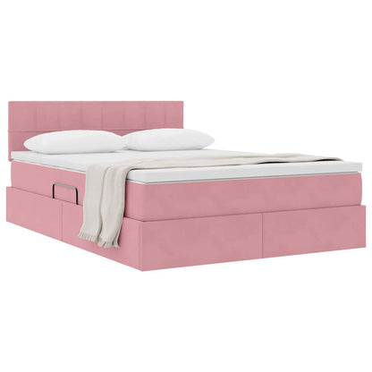 Letto con Contenitore con materasso Rosa 140 x 200 cm Velluto | homemem39