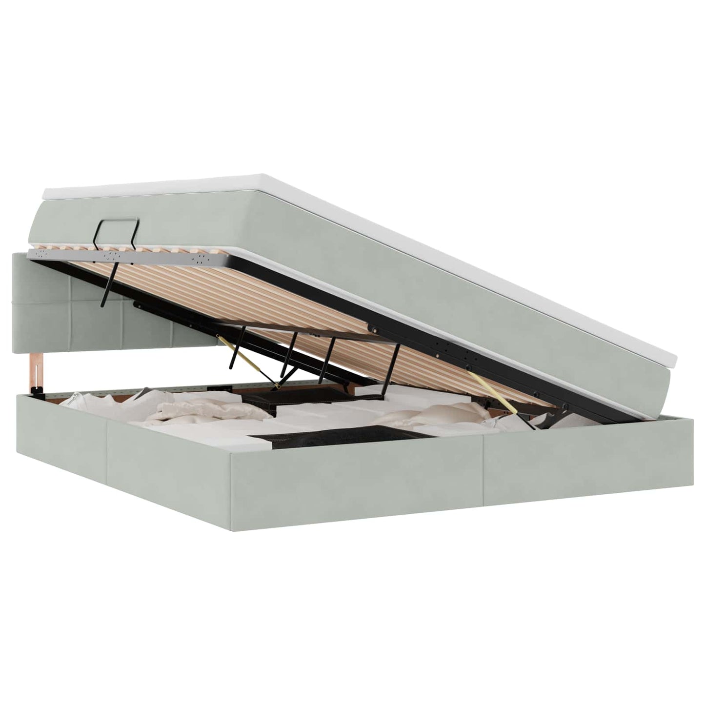 Letto con Contenitore Grigio chiaro 160 x 200 cm Velluto | homemem39