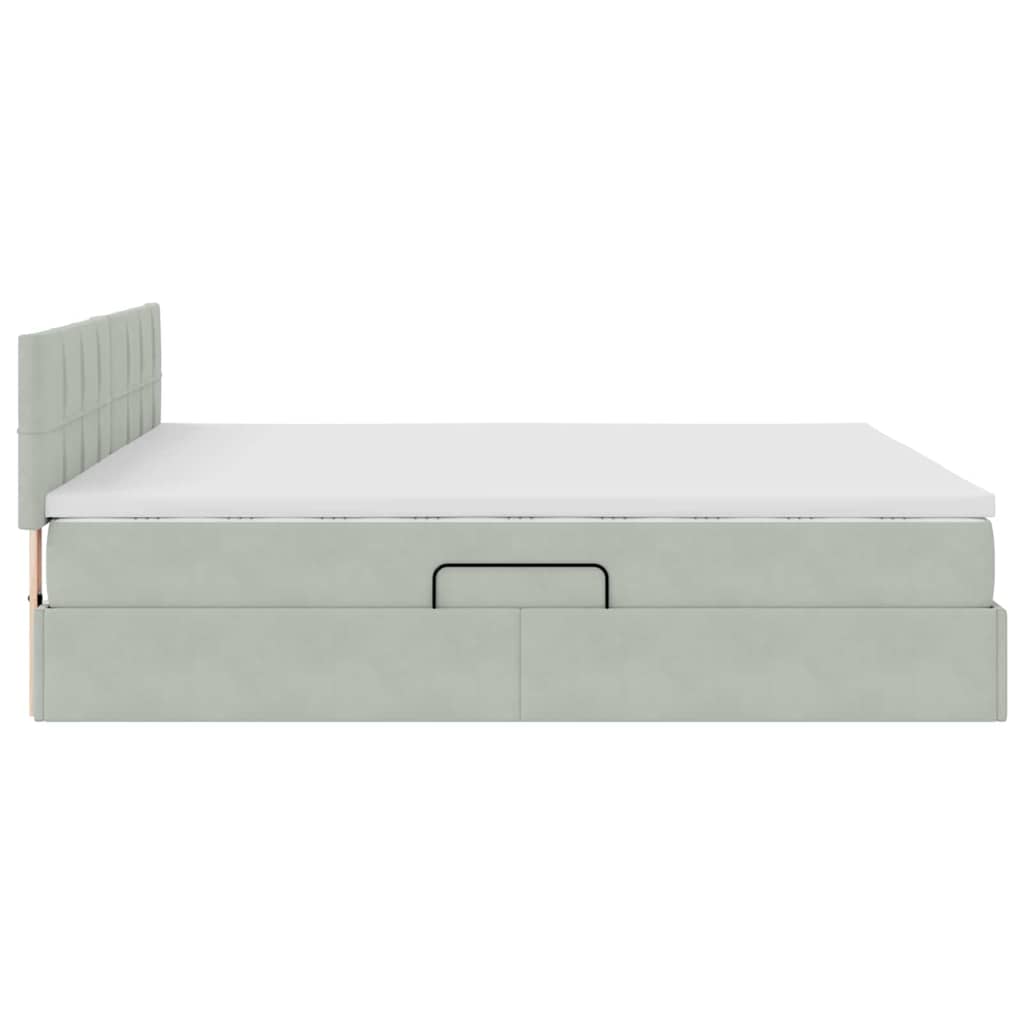 Letto con Contenitore Grigio chiaro 160 x 200 cm Velluto | homemem39