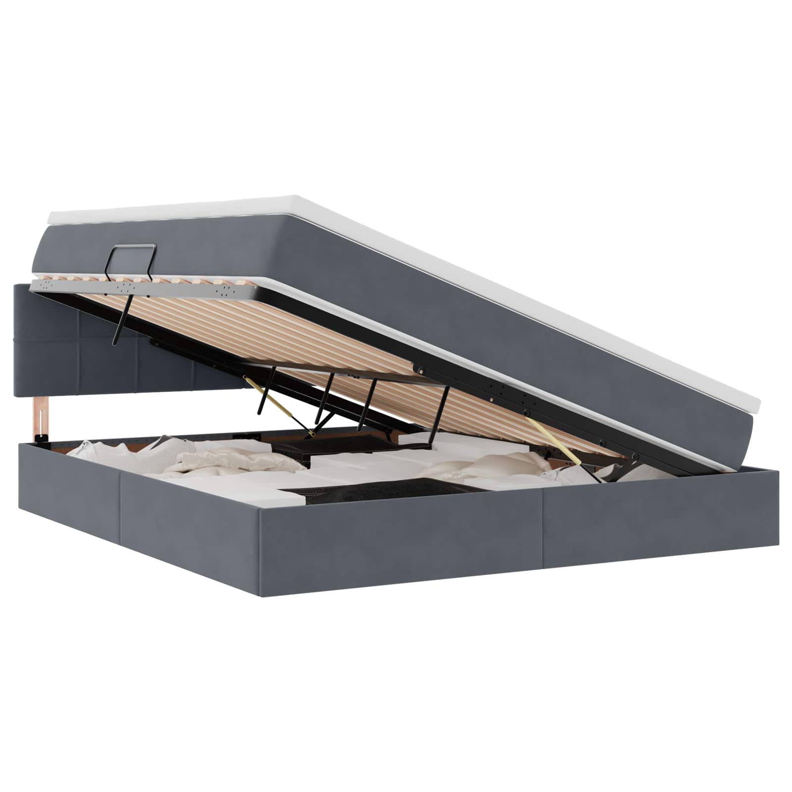 Letto con Contenitore Grigio scuro 160 x 200 cm Velluto | homemem39