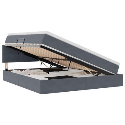 Letto con Contenitore Grigio scuro 160 x 200 cm Velluto | homemem39