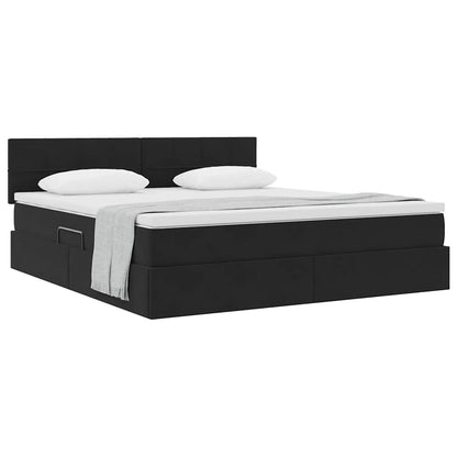 Letto con Contenitore con materasso Nero 160 x 200 cm Velluto | homemem39