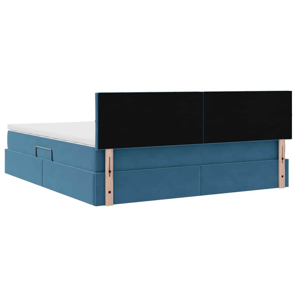 Letto con Contenitore Blu Scuro 160 x 200 cm Velluto