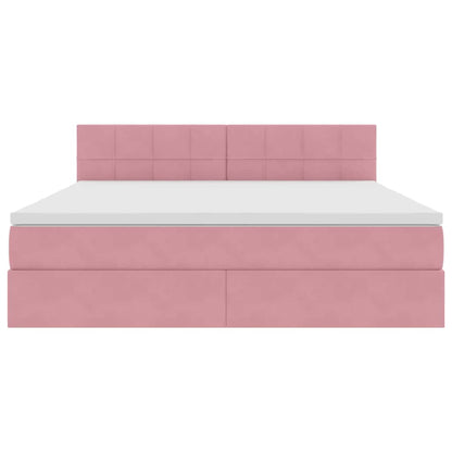 Letto con Contenitore con materasso Rosa 160 x 200 cm Velluto | homemem39