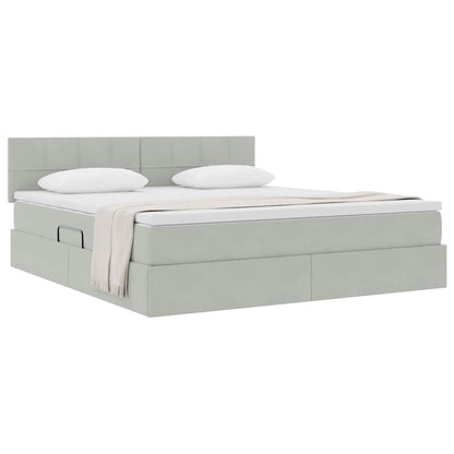 Letto con Contenitore Grigio chiaro 180 x 200 cm Velluto | homemem39
