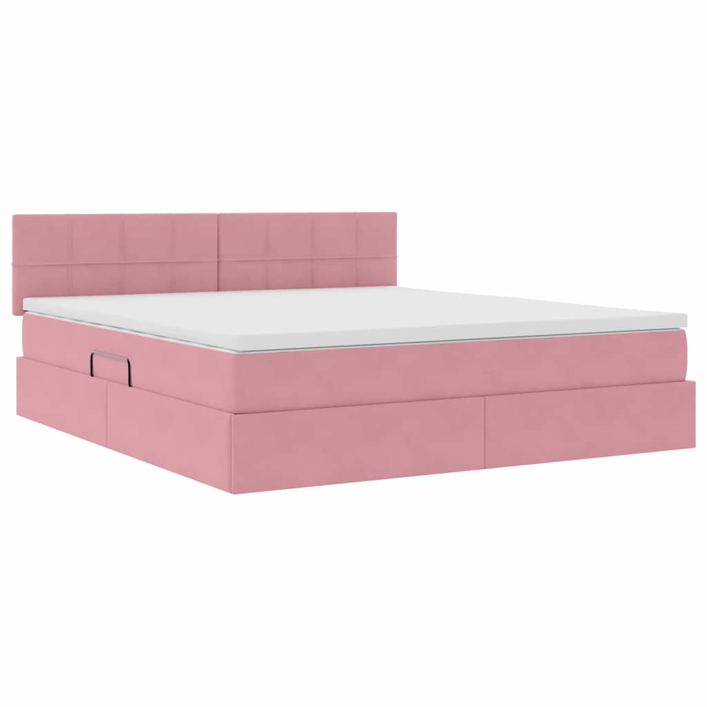 Letto con Contenitore con materasso Rosa 180 x 200 cm Velluto | homemem39