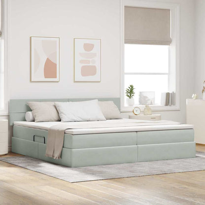 Letto con Contenitore Grigio chiaro 200 x 200 cm Velluto
