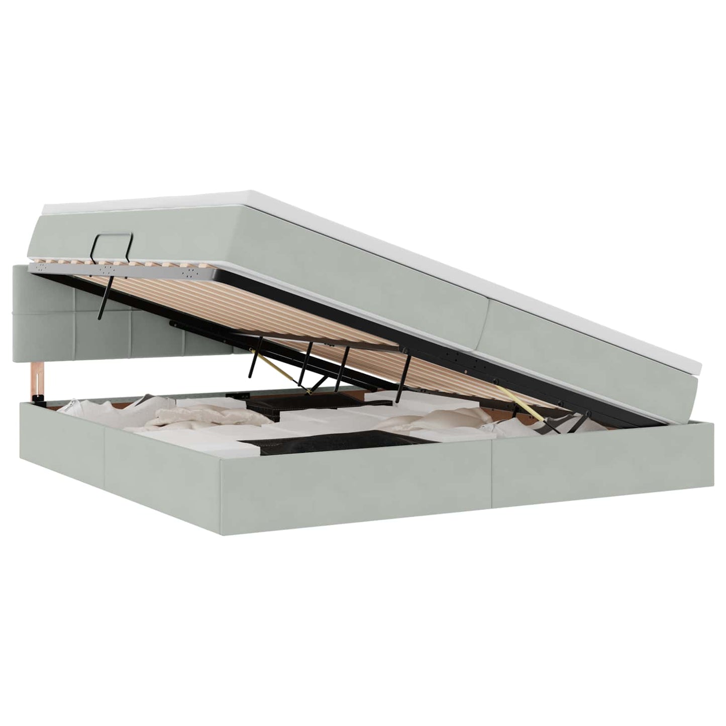 Letto con Contenitore Grigio chiaro 200 x 200 cm Velluto | homemem39