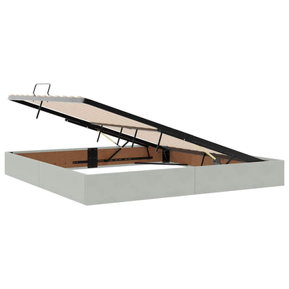 Letto con Contenitore Grigio chiaro 200 x 200 cm Velluto | homemem39