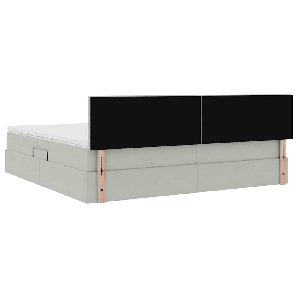 Letto con Contenitore Grigio chiaro 200 x 200 cm Velluto
