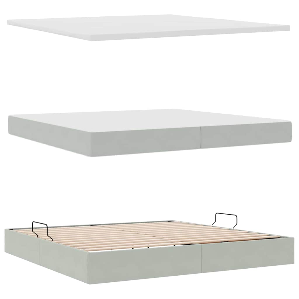 Letto con Contenitore Grigio chiaro 200 x 200 cm Velluto