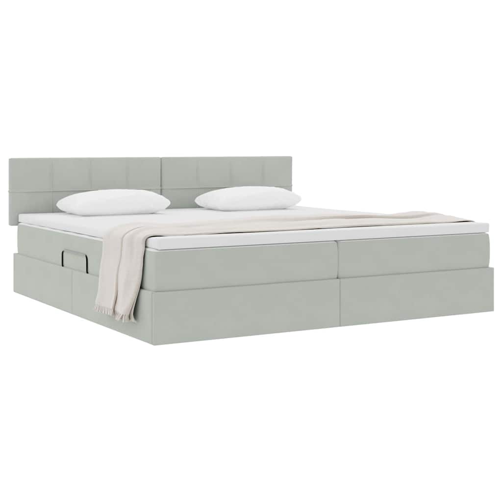 Letto con Contenitore Grigio chiaro 200 x 200 cm Velluto | homemem39