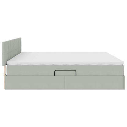 Letto con Contenitore Grigio chiaro 200 x 200 cm Velluto