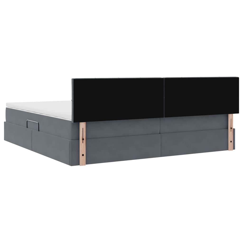 Letto con Contenitore Grigio scuro 200 x 200 cm Velluto