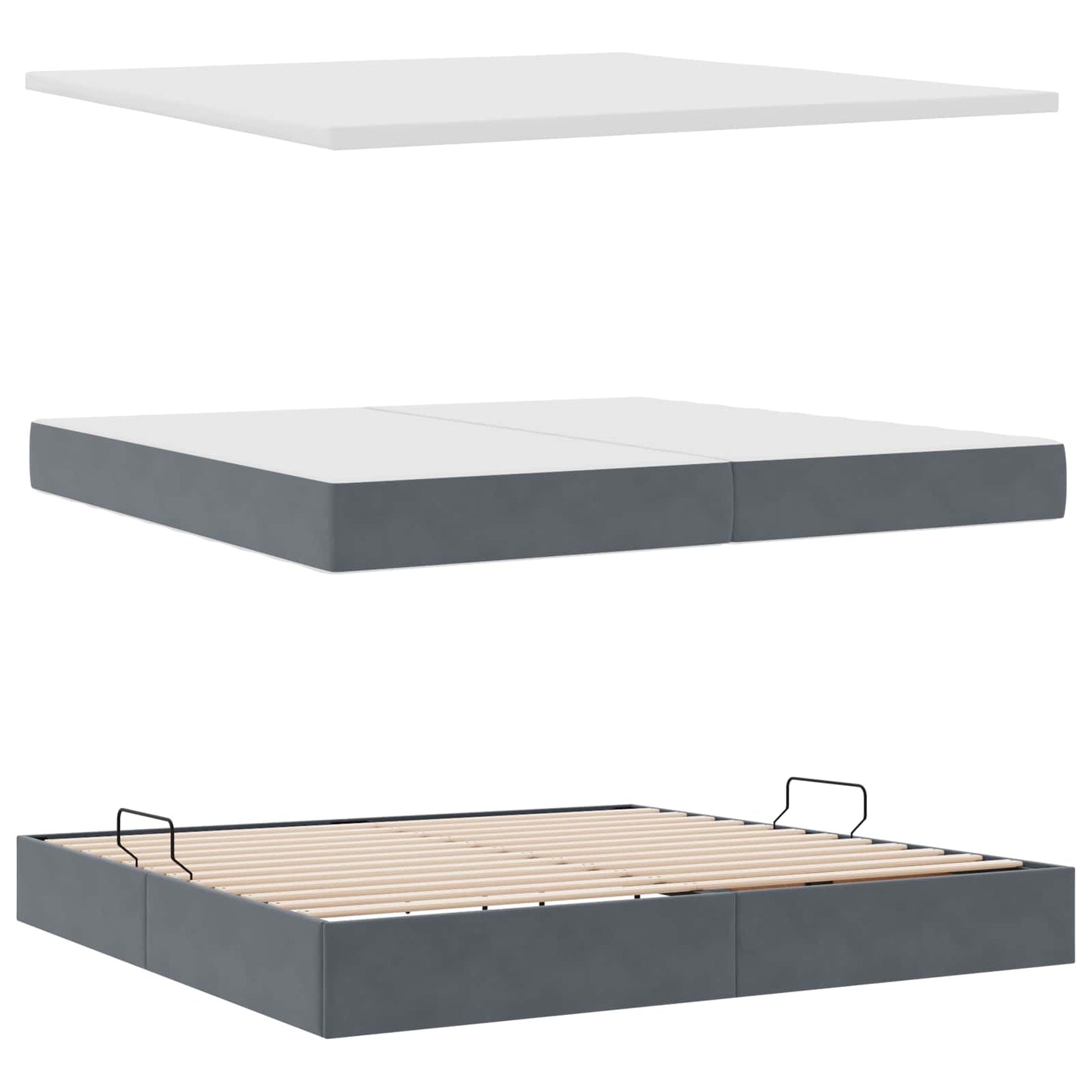 Letto con Contenitore Grigio scuro 200 x 200 cm Velluto
