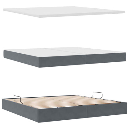 Letto con Contenitore Grigio scuro 200 x 200 cm Velluto
