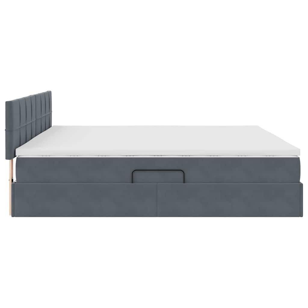 Letto con Contenitore Grigio scuro 200 x 200 cm Velluto | homemem39