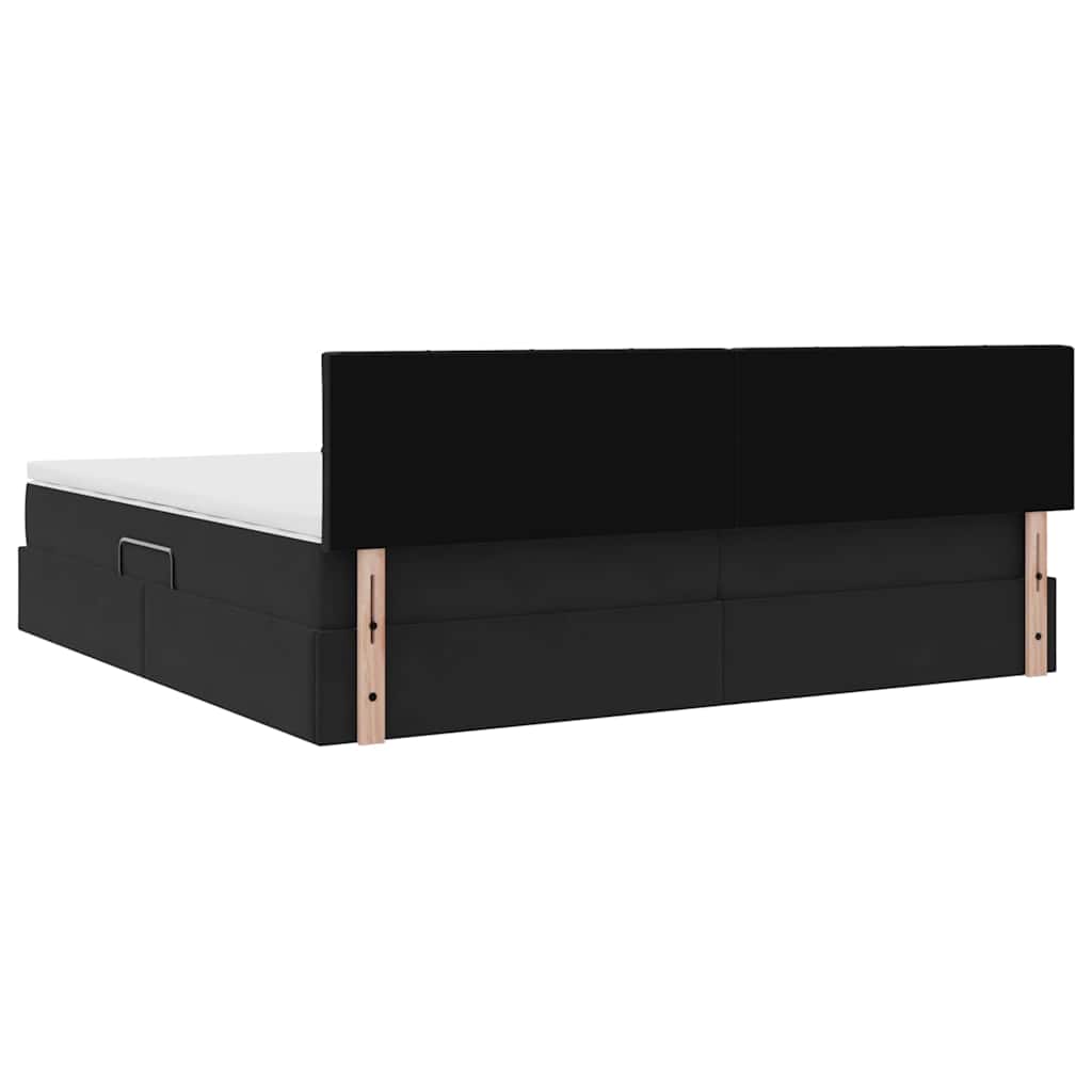 Letto con Contenitore con materasso Nero 200 x 200 cm Velluto | homemem39