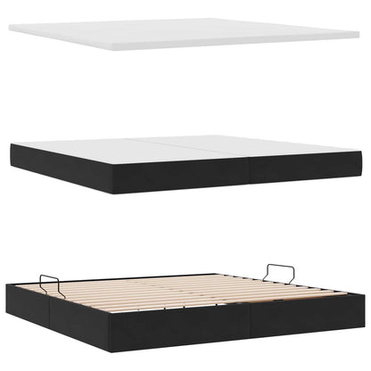 Letto con Contenitore con materasso Nero 200 x 200 cm Velluto | homemem39