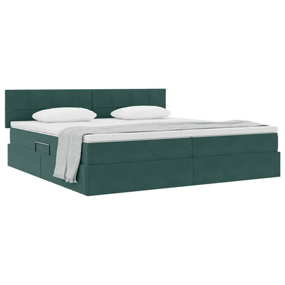 Letto con Contenitore Verde Scuro 200 x 200 cm Velluto | homemem39