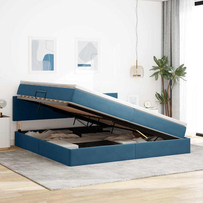 Letto con Contenitore Blu Scuro 200 x 200 cm Velluto | homemem39