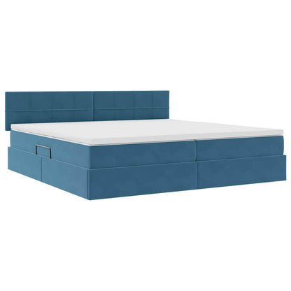 Letto con Contenitore Blu Scuro 200 x 200 cm Velluto | homemem39