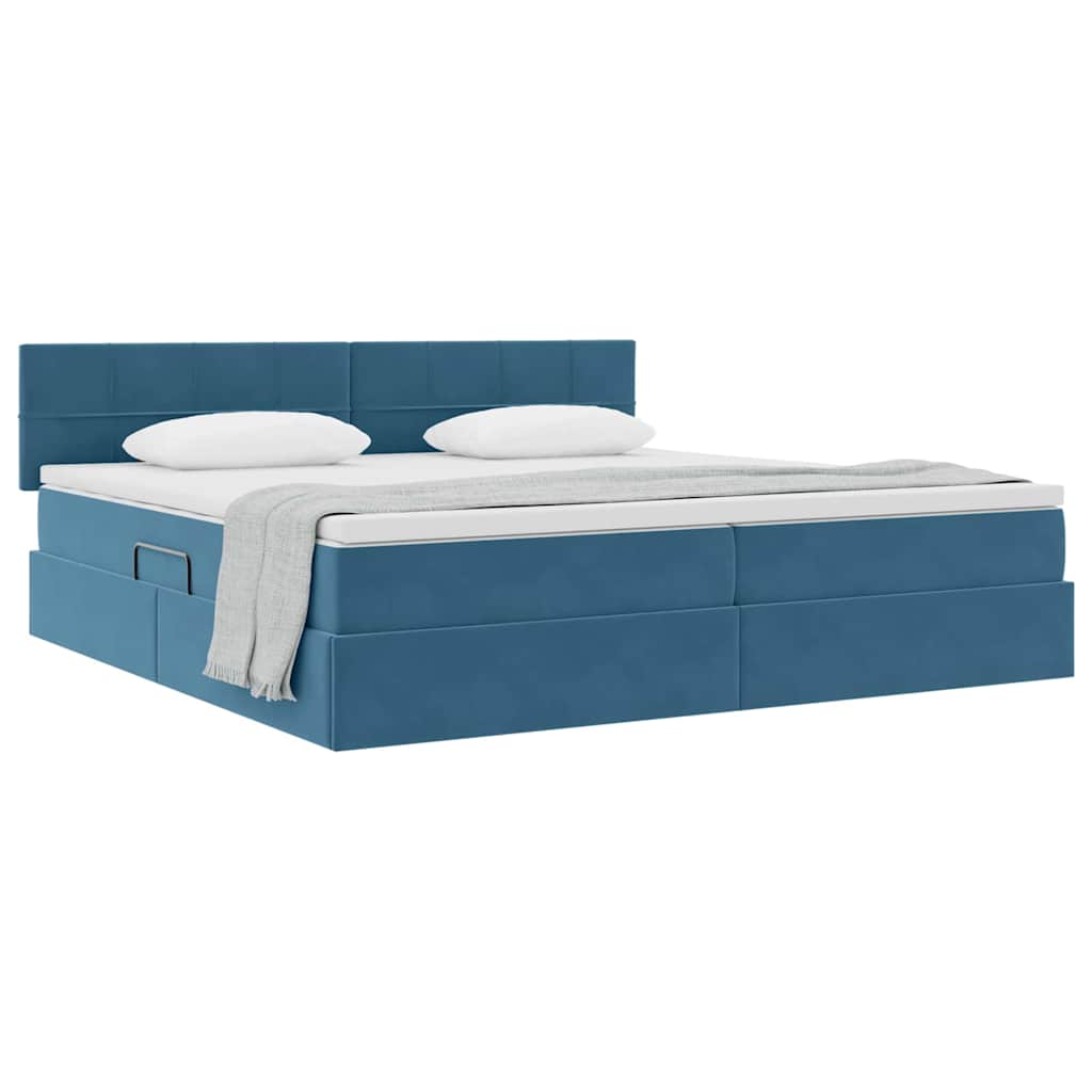 Letto con Contenitore Blu Scuro 200 x 200 cm Velluto | homemem39