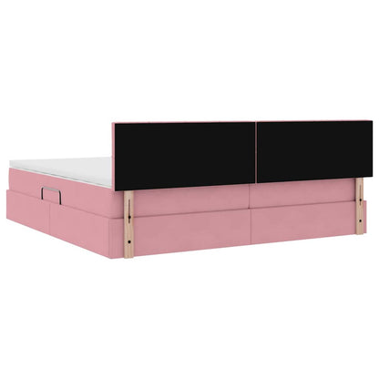 Letto con Contenitore con materasso Rosa 200 x 200 cm Velluto