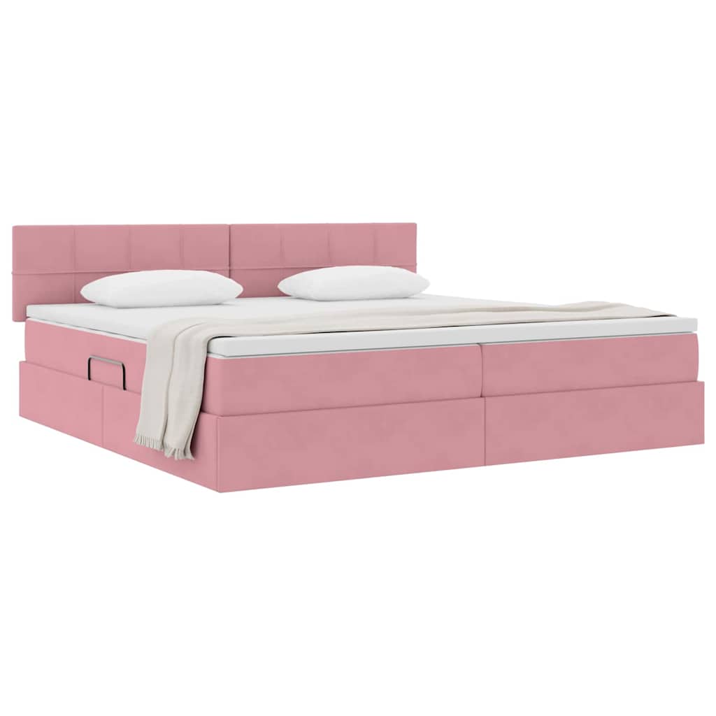 Letto con Contenitore con materasso Rosa 200 x 200 cm Velluto | homemem39