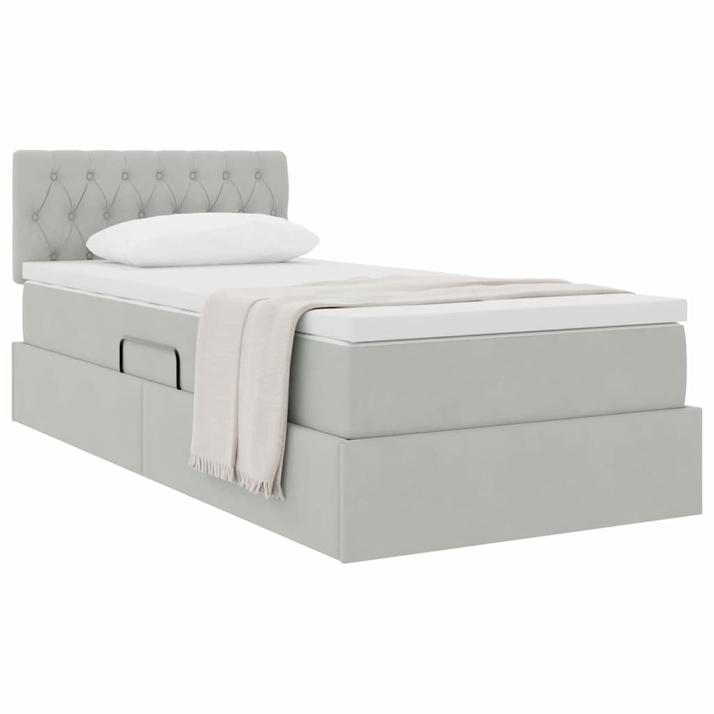 Letto con Contenitore Grigio chiaro 90 x 190 cm Velluto | homemem39