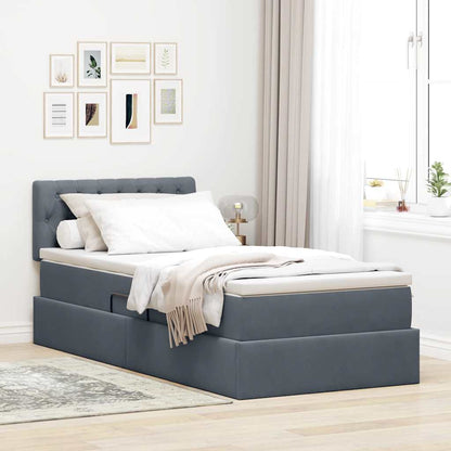 Letto con Contenitore Grigio scuro 90 x 190 cm Velluto | homemem39