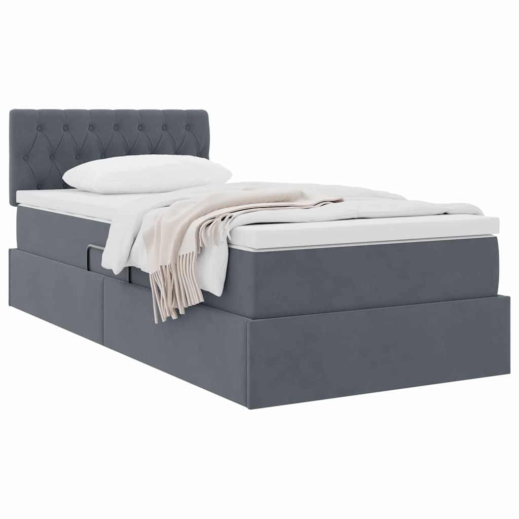Letto con Contenitore Grigio scuro 90 x 190 cm Velluto | homemem39