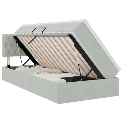 Letto con Contenitore Grigio chiaro 90 x 200 cm Velluto