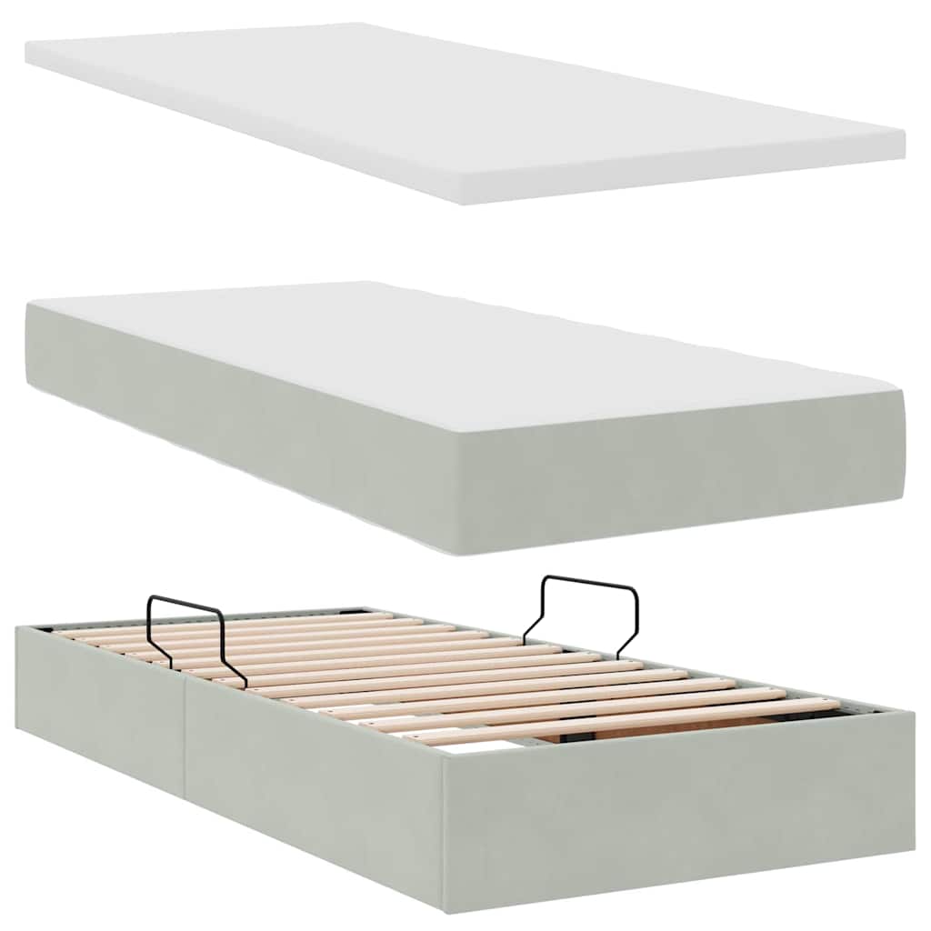 Letto con Contenitore Grigio chiaro 90 x 200 cm Velluto | homemem39